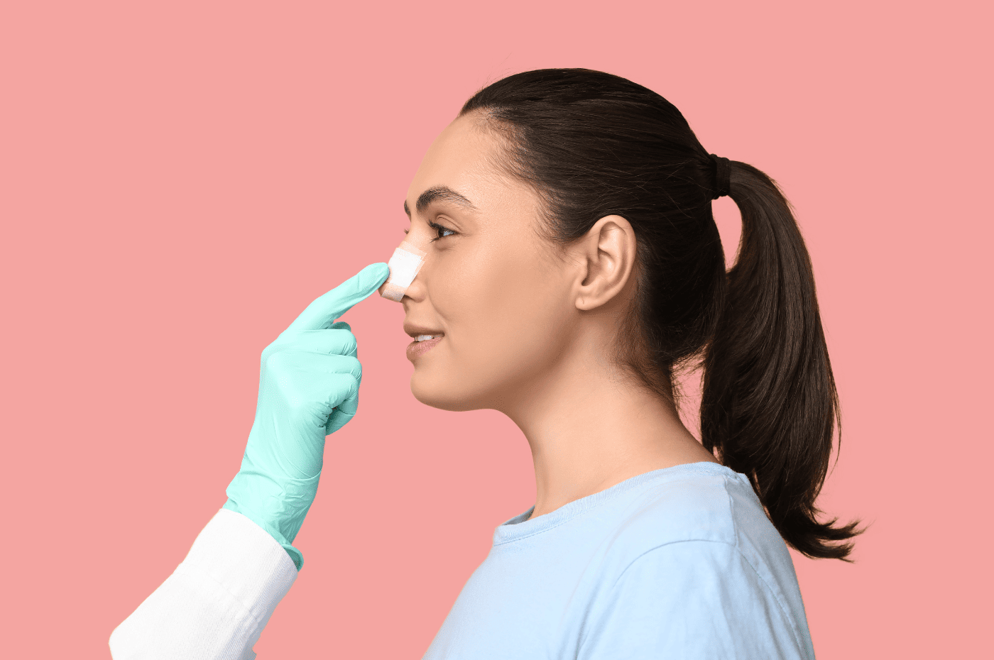 Preparing for rhinoplasty surgery at Ward Institute.